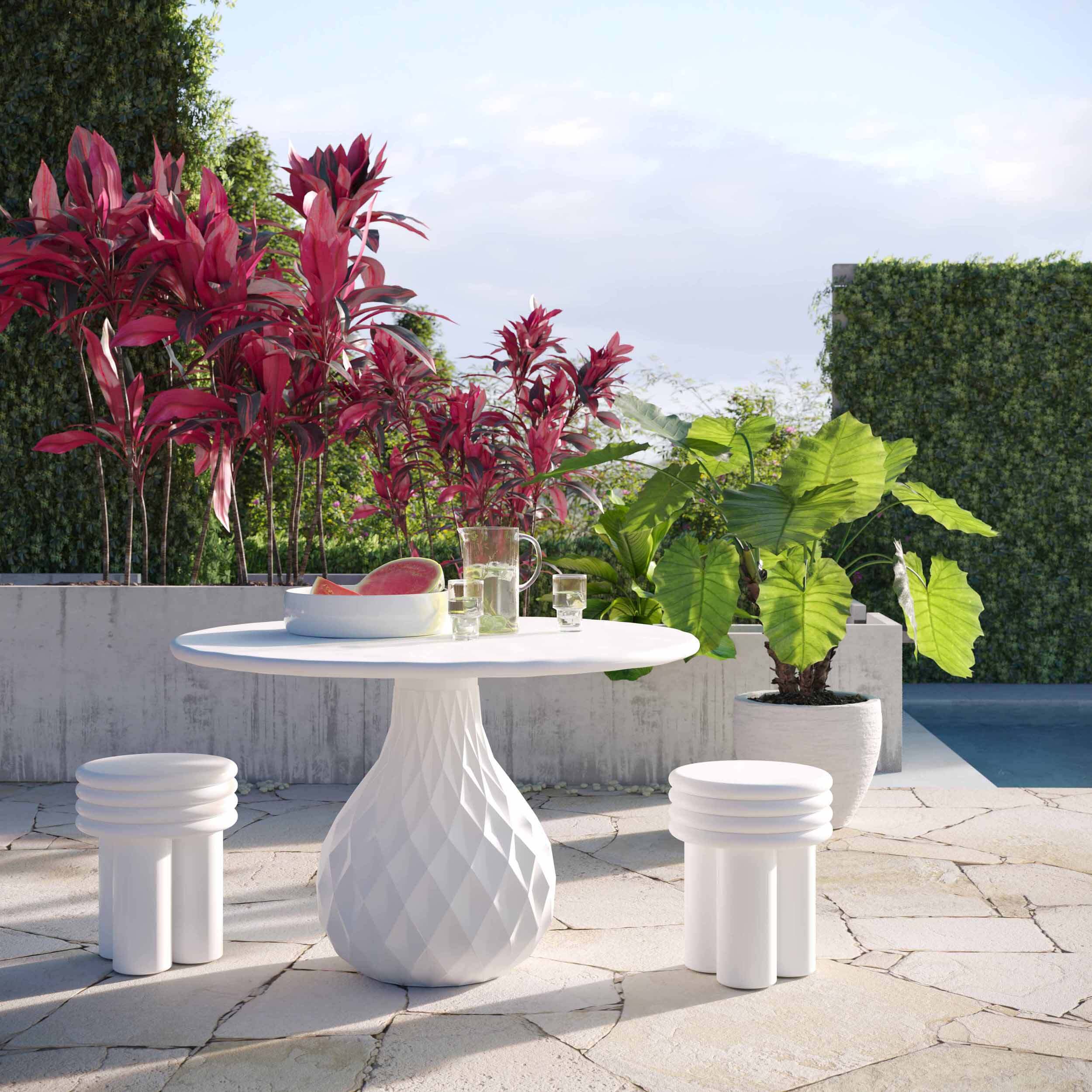 Tulum Outdoor Round Dining Table, Ivory - Image 6