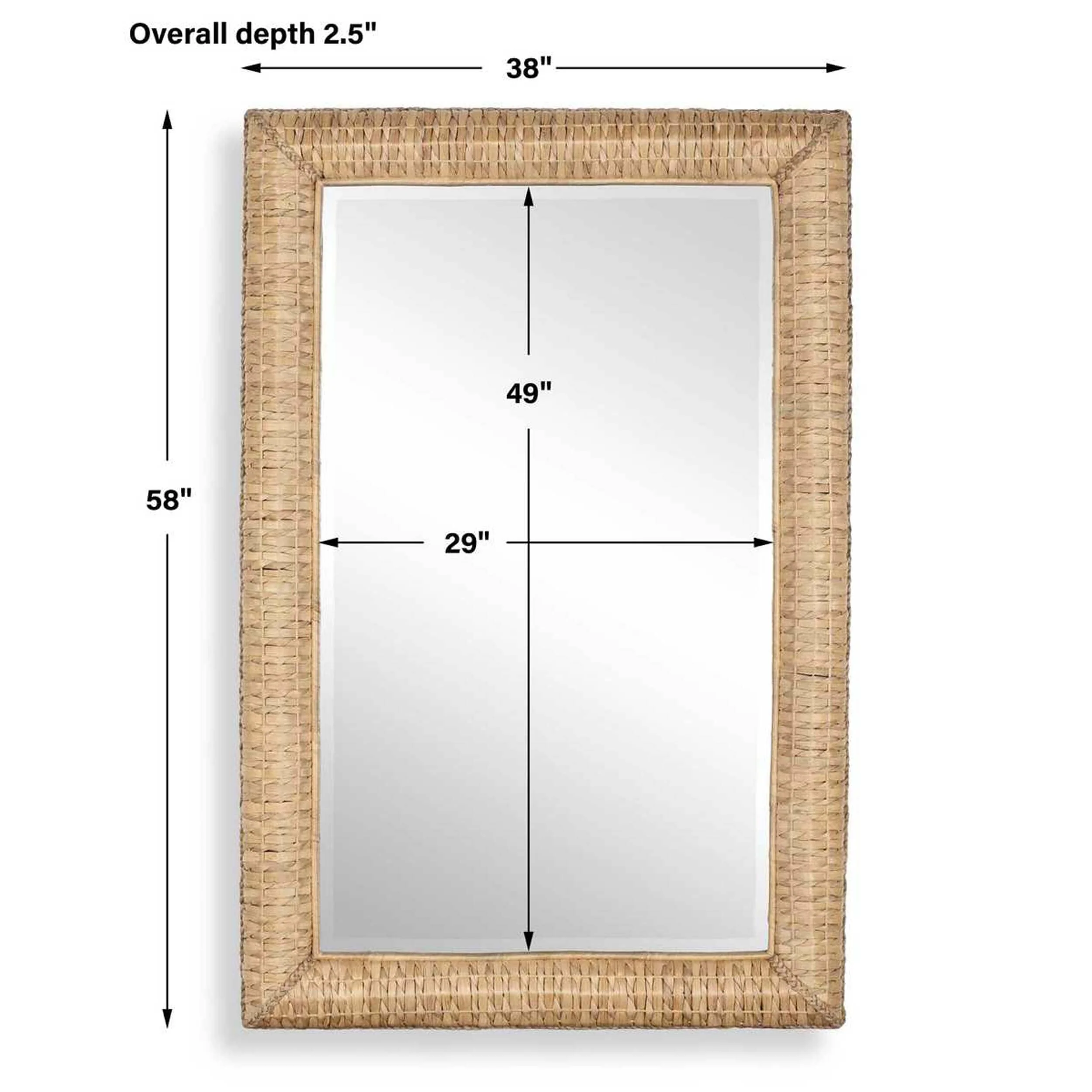 Twisted Seagrass Rectangle Mirror, Natural - Image 9