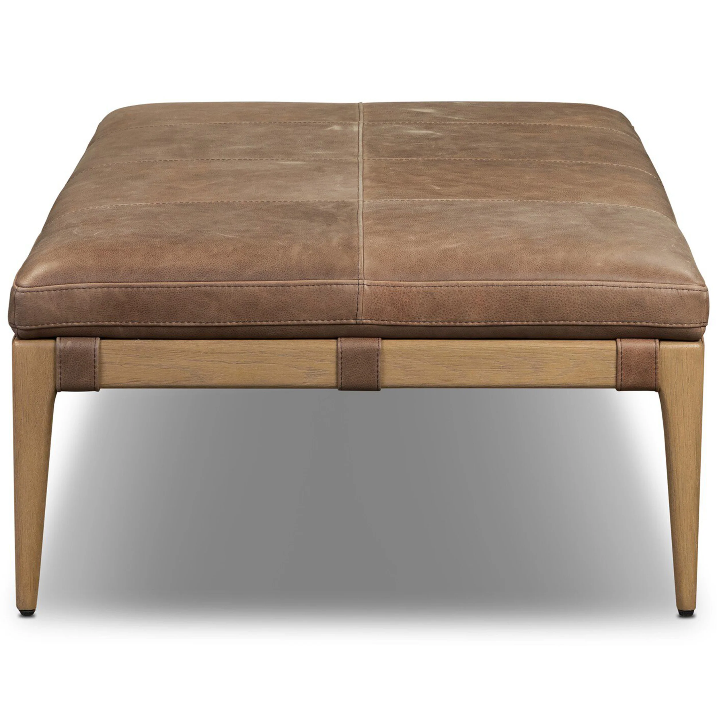 Ulrick Leather Ottoman, Palermo Cigar by Four Hands - Image 3