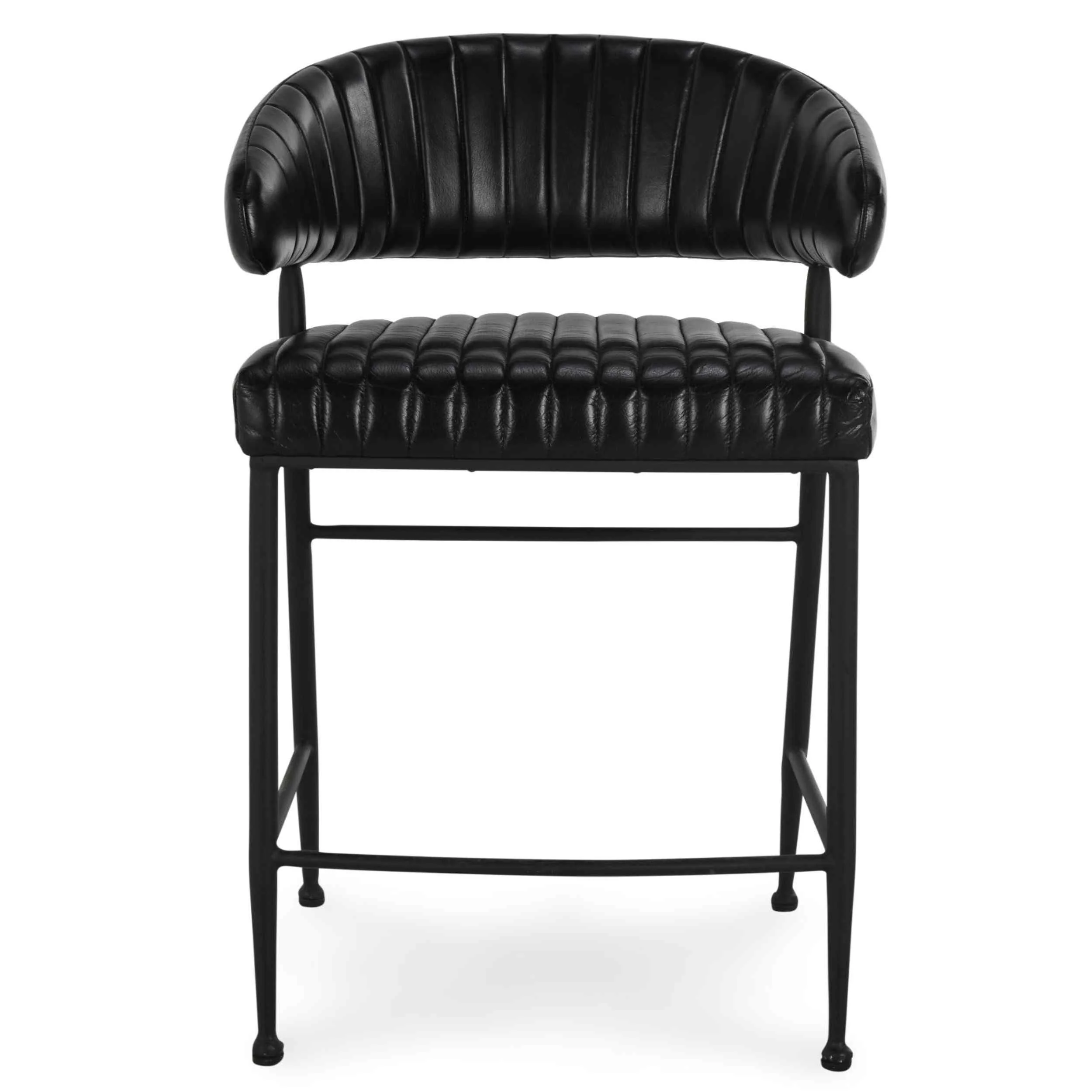 Umbria Leather Bar & Counter Stool, Midnight Raven - Image 3