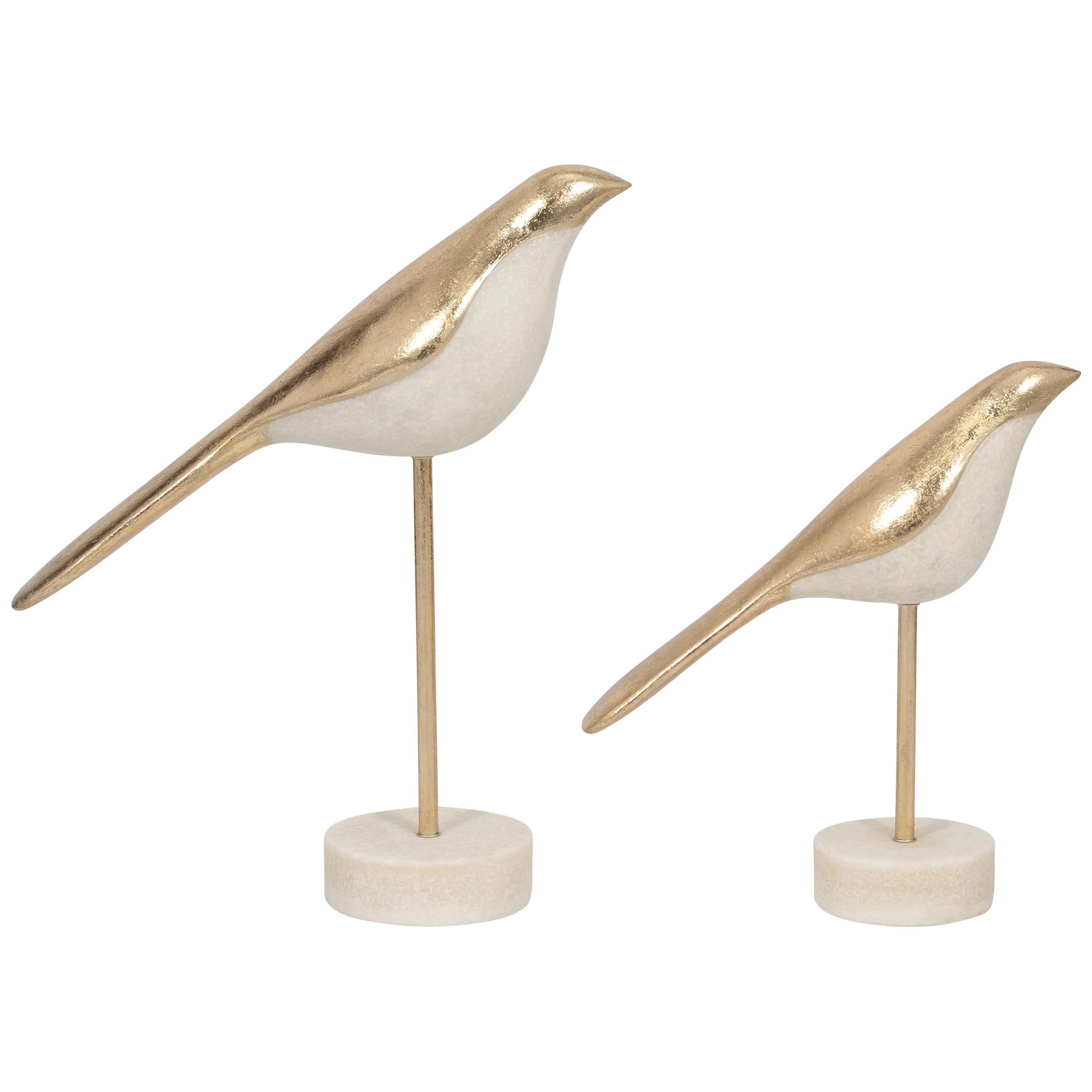 Vara Bird Statuary, White/Gold, Set of 2 - Image 3