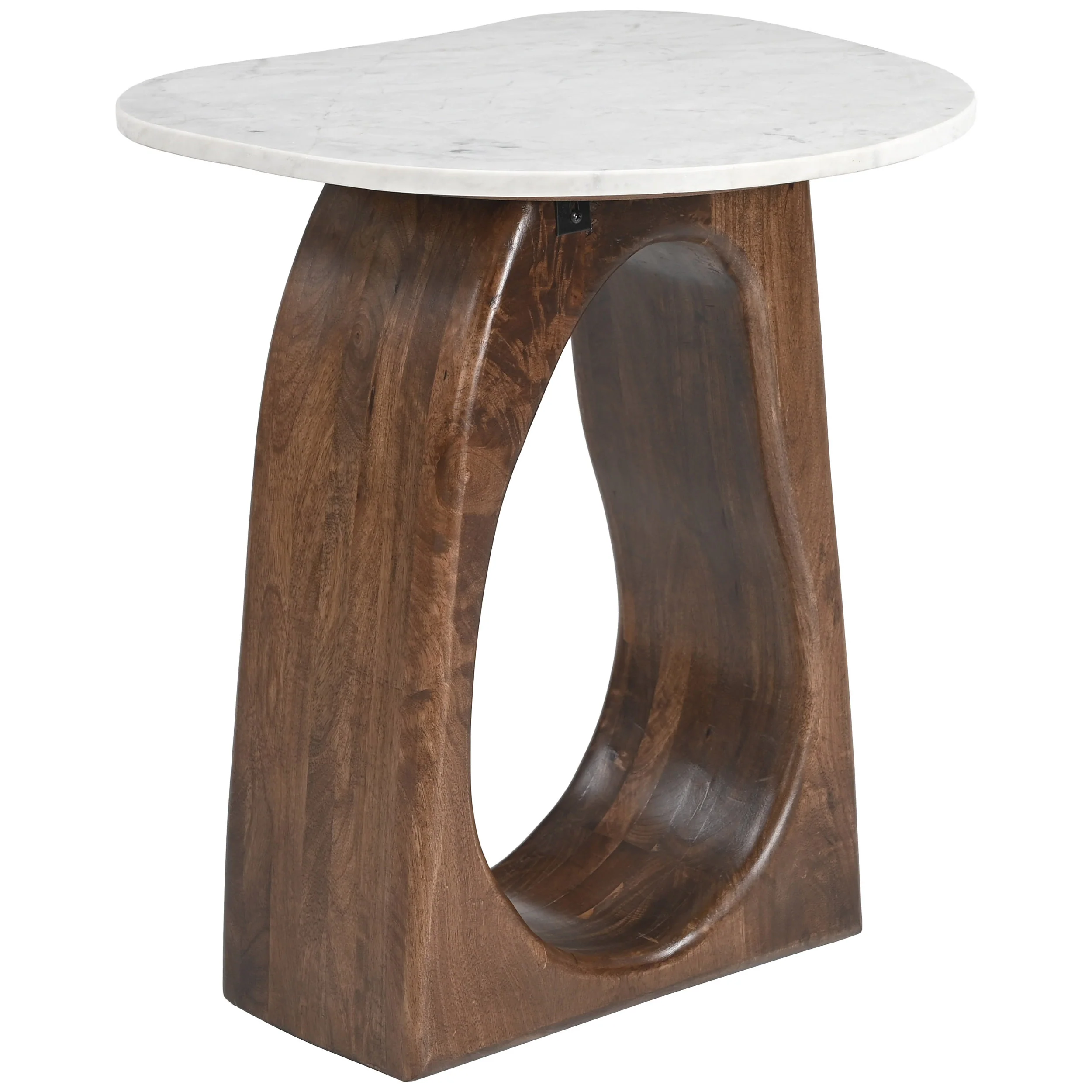 Vara Side Table, White/Walnut