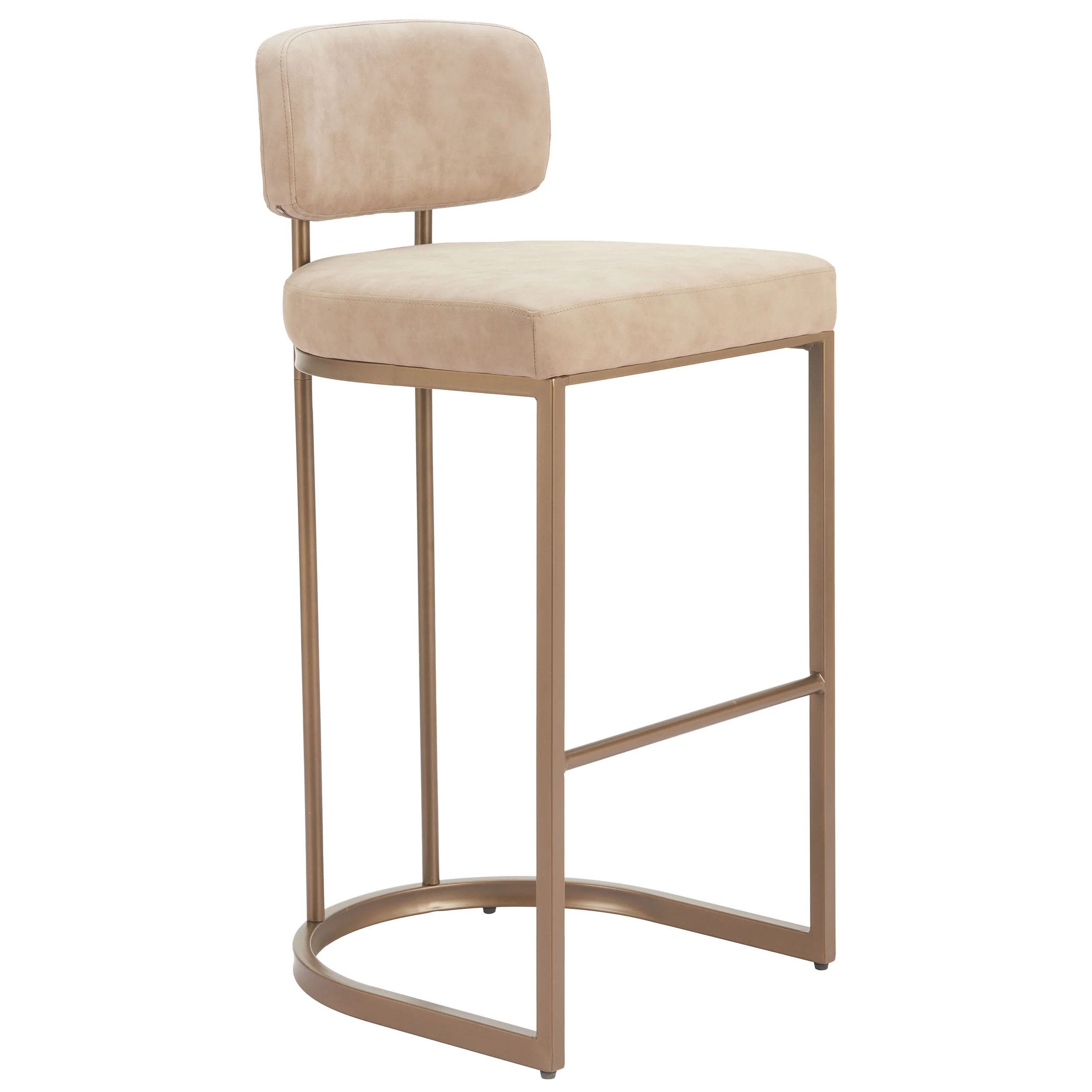 Velar Bar & Counter Stool, Beige/Bronze, Set of 2