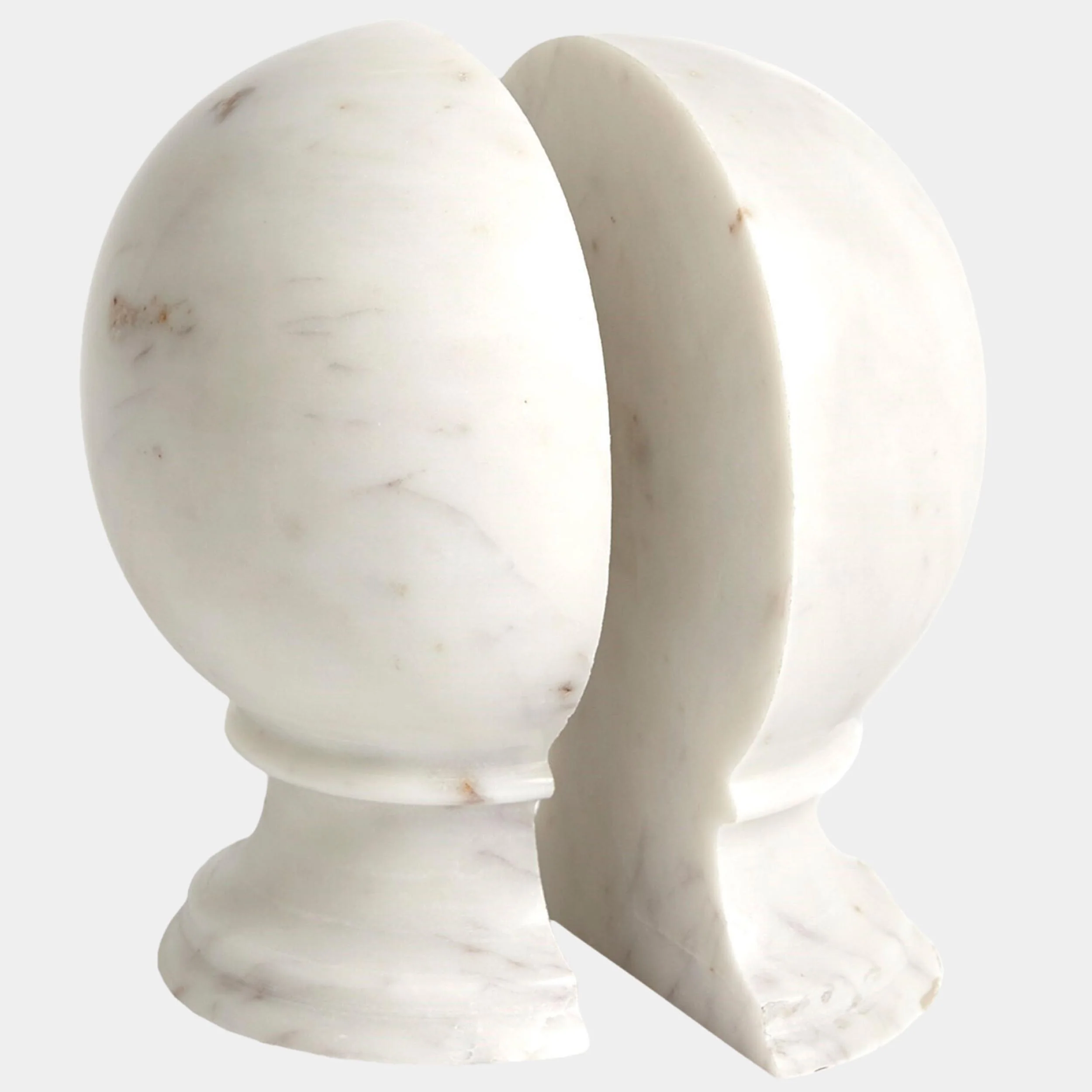 Velaris Marble Sphere Bookends, White - Image 2