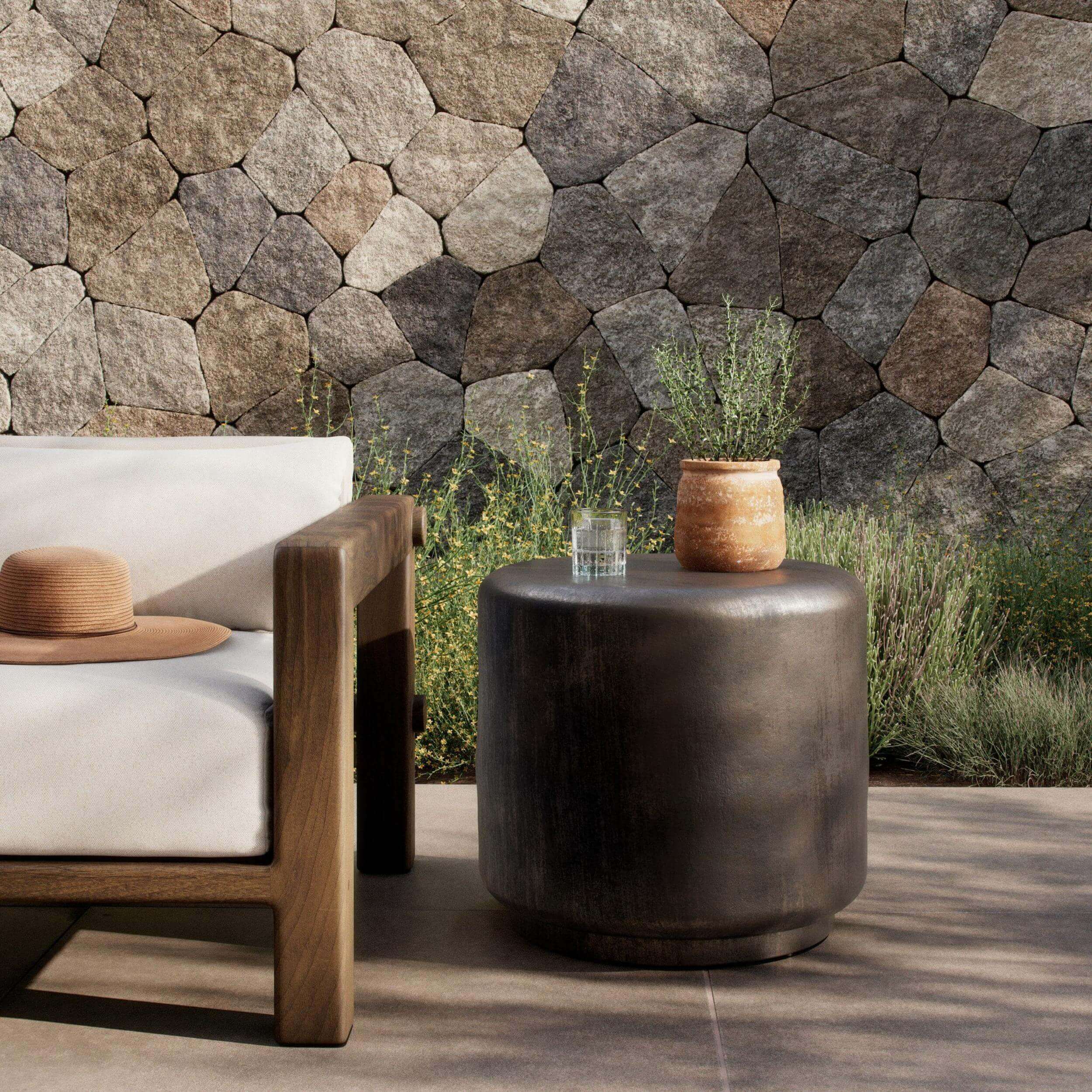 Venetia Outdoor End Table, Distressed Bronze by Amber Lewis x Four Hands - Image 4