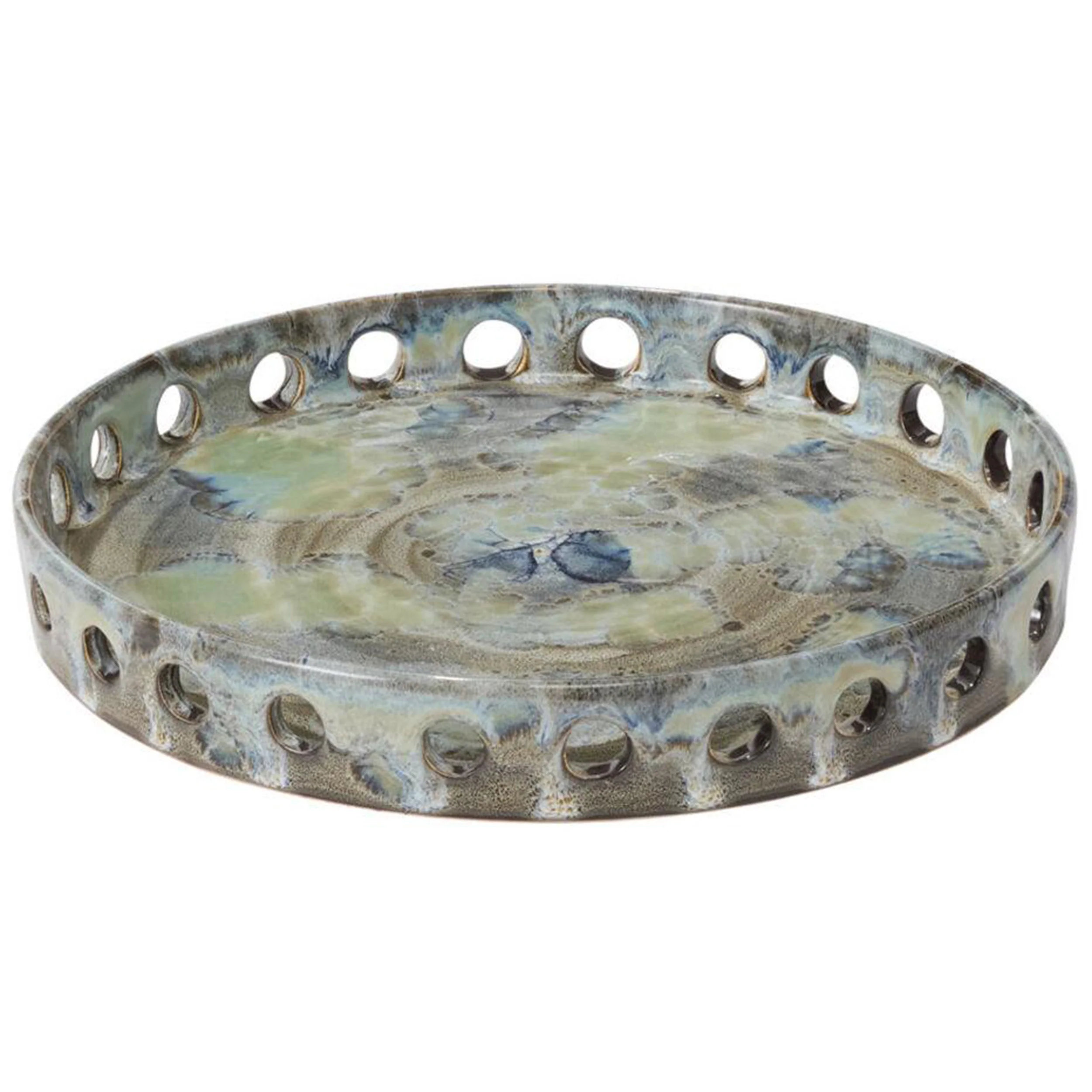 Verdelle Ceramic Tray, Green