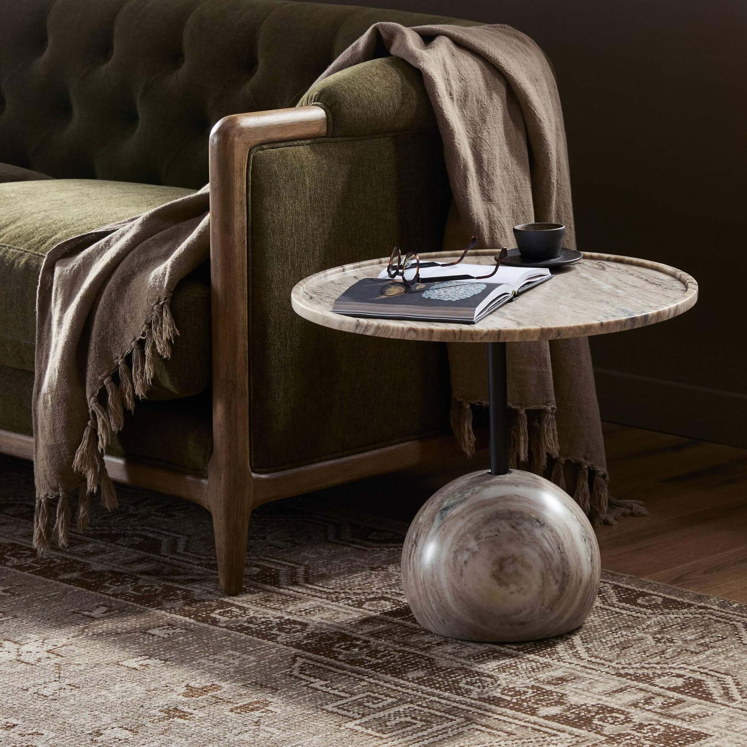 Viola End Table, Antique White Marble by Four Hands - Image 5