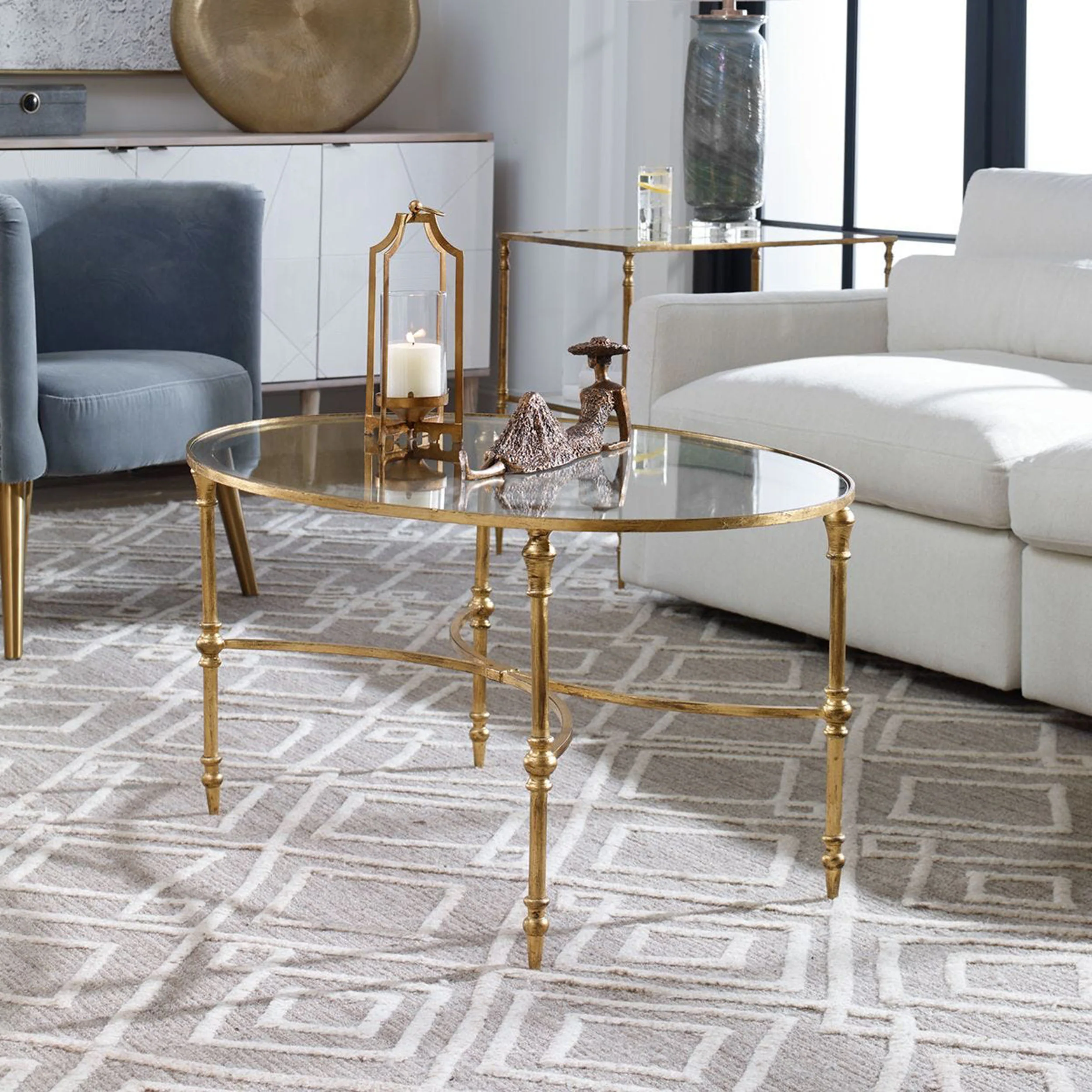 Vitya Coffee Table, Antique Gold - Image 5