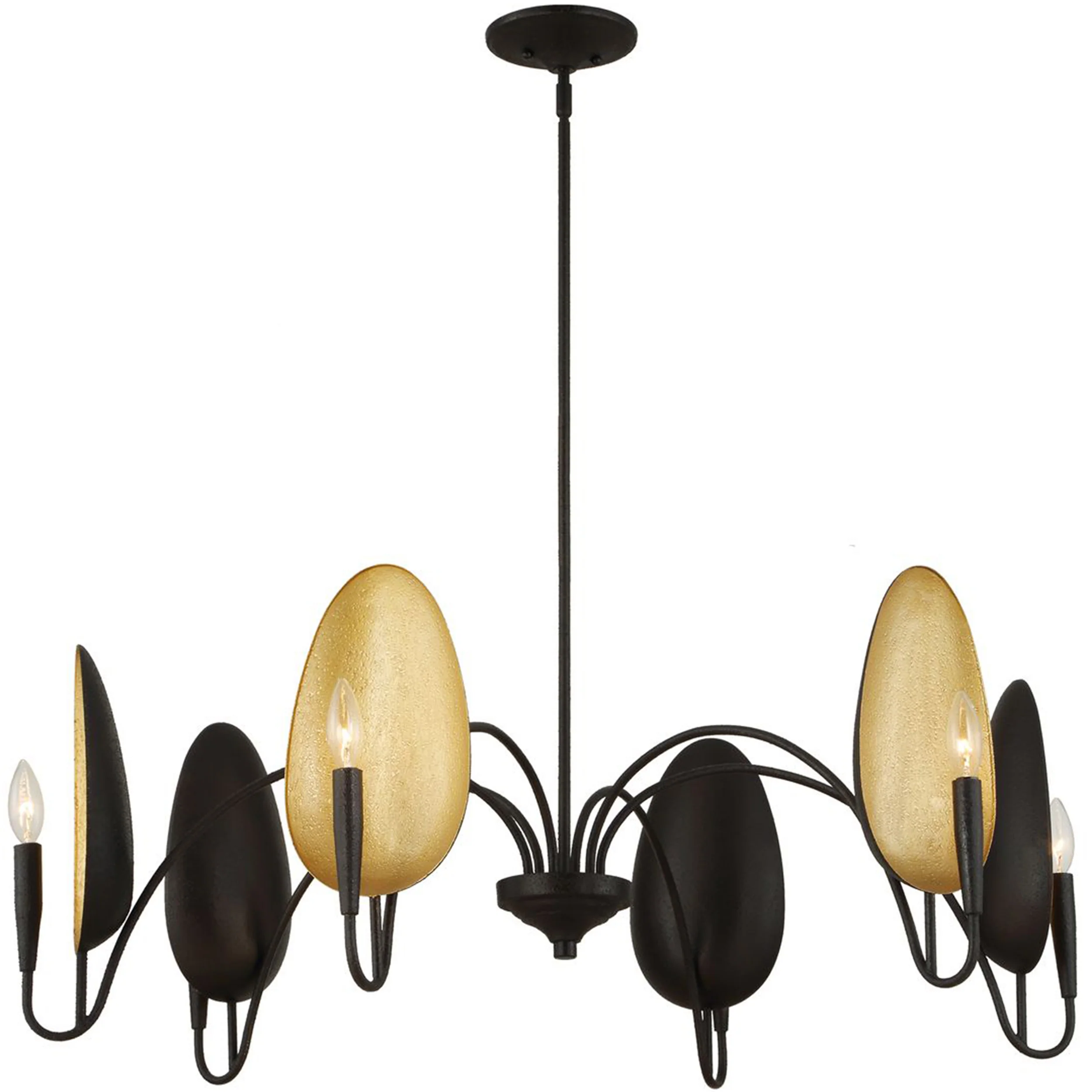 Warwick 6 Light Chandelier, Black/Matte Gold - Image 3