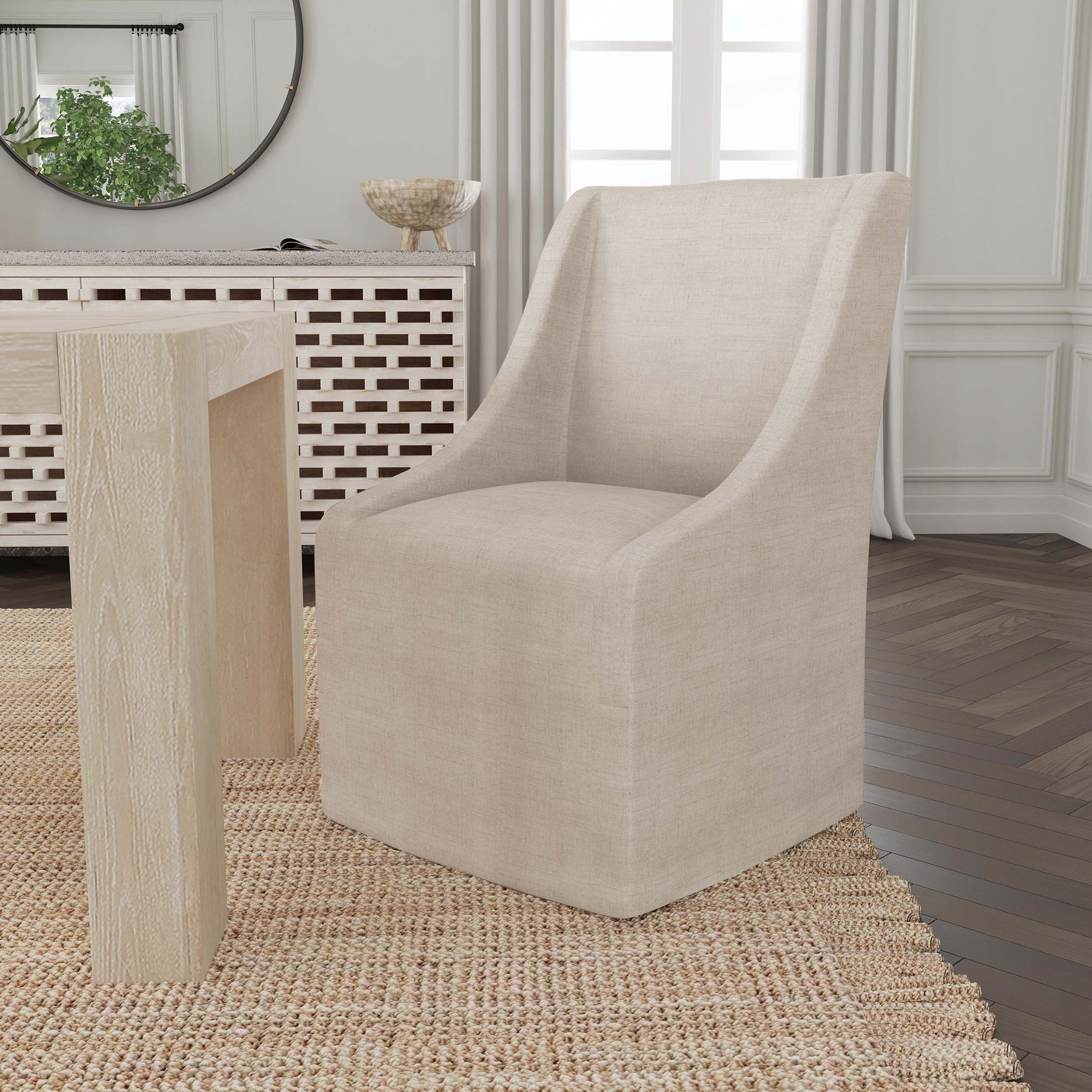 Warwick Rolling Dining Chair, Oatmeal, Set of 2 - Image 7