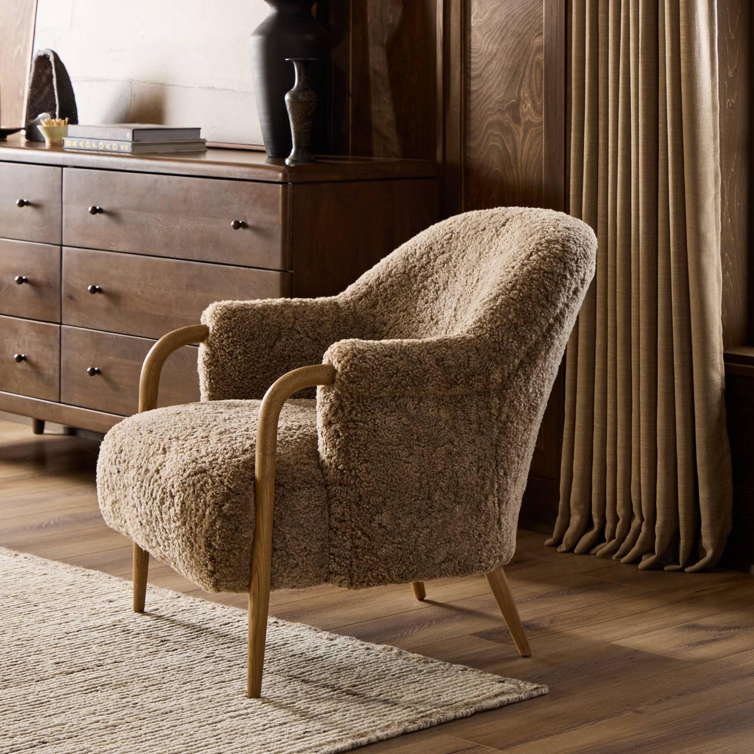 Webber Chair, Taupe Shearling by Amber Lewis x Four Hands - Image 7
