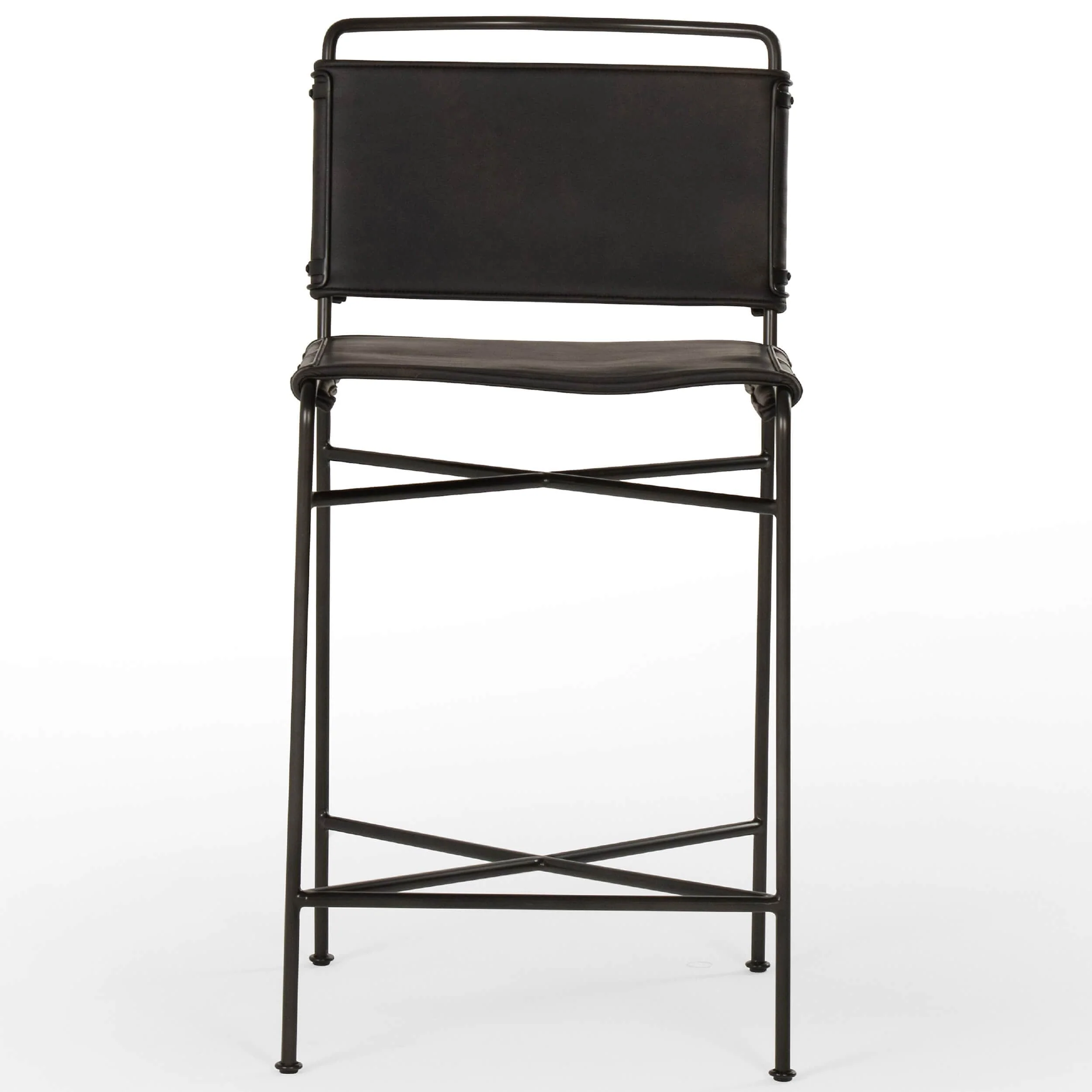 Wharton Bar & Counter Stool, Distressed Black, Set of 2 by Four Hands - Image 2