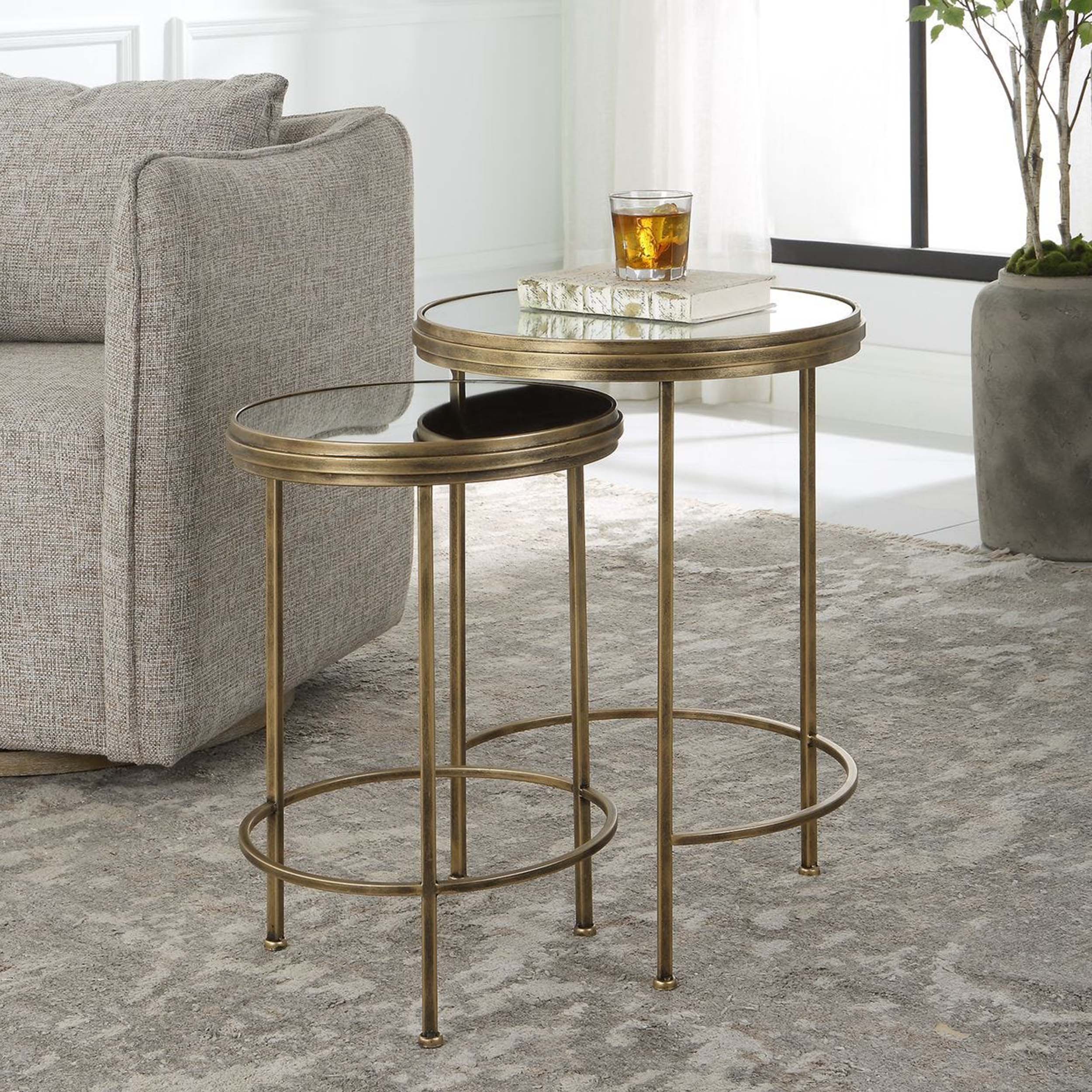 Whitley Nesting End Tables, Set of 2, Brushed Gold - Image 5