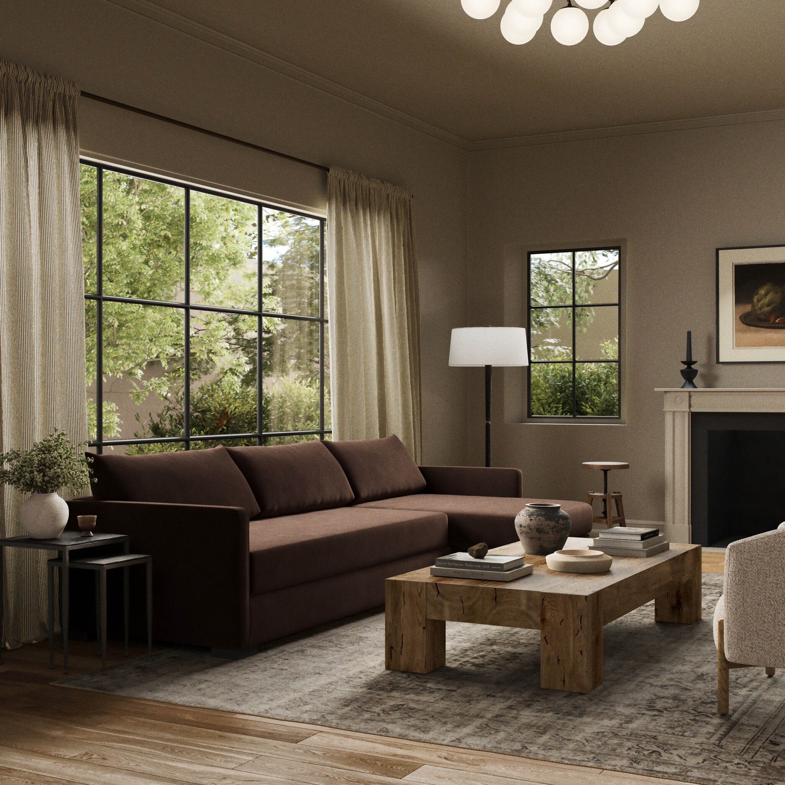 Wickham Right Storage Chaise Sleeper Sectional, Surrey Cocoa by Four Hands - Image 2