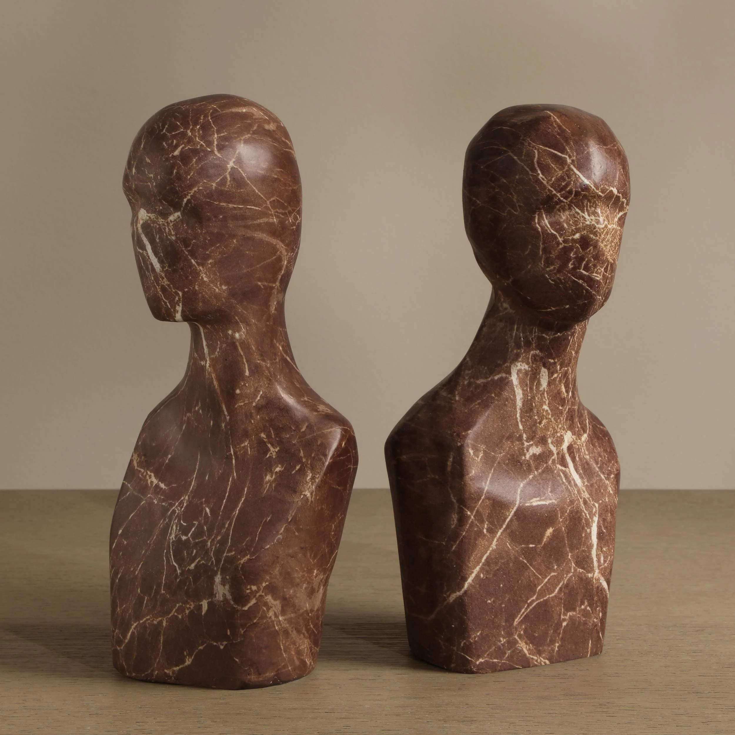Wisdom Bookend, Brown Marble-Like, Set of 2