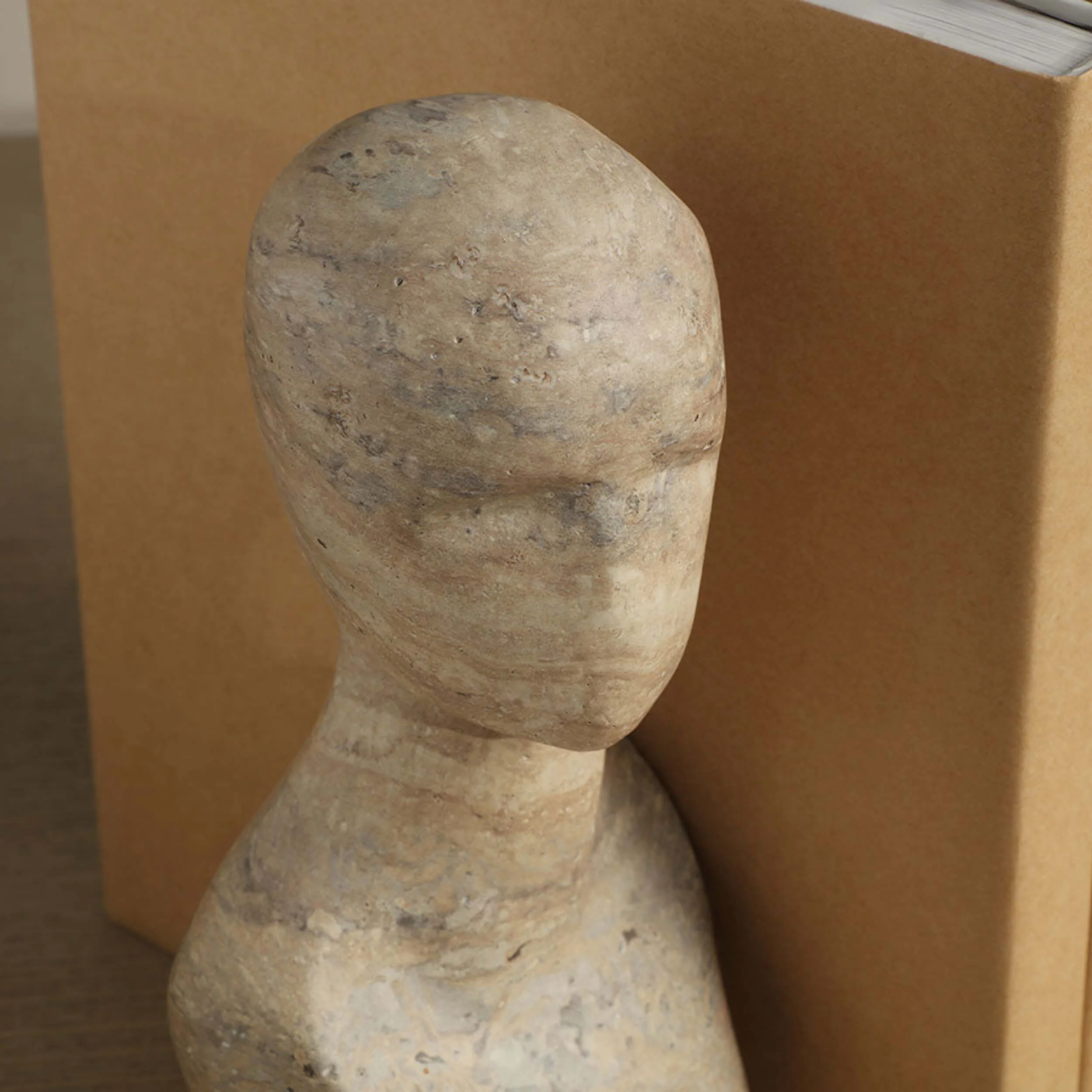 Wisdom Bookend, Sand Beige Travertine Look, Set of 2 - Image 6