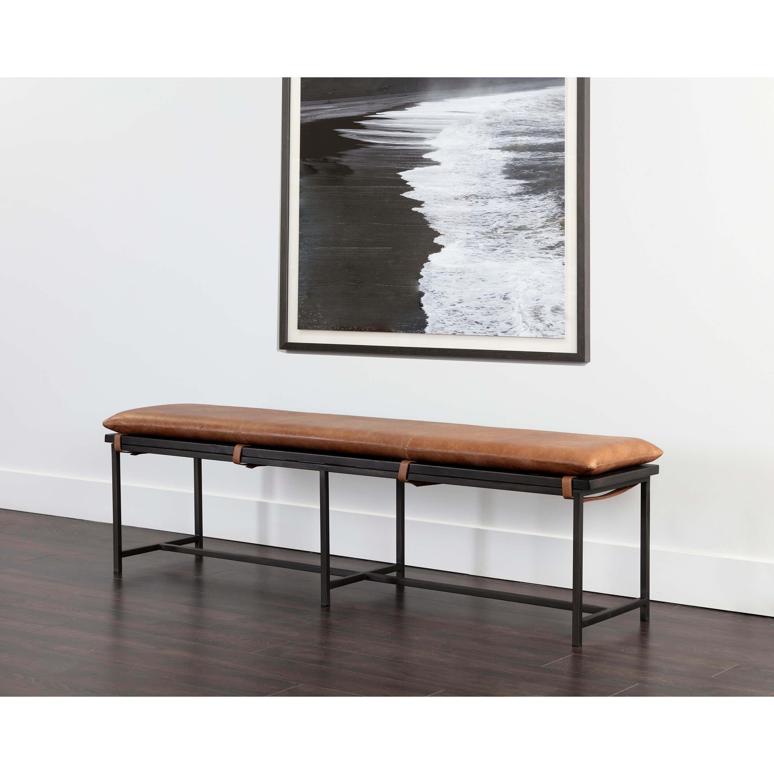Zancor Leather Bench, Tan - Image 4