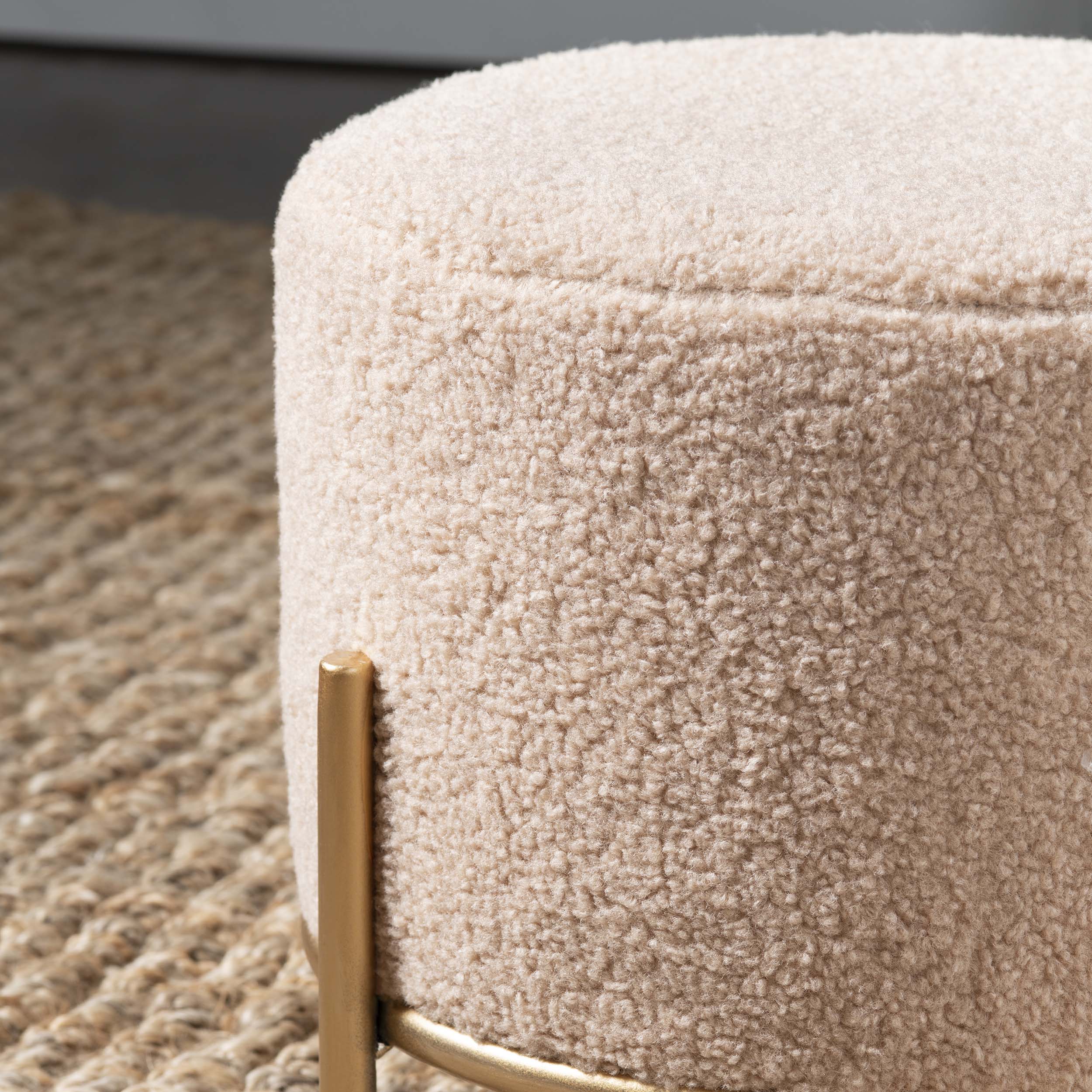 Zanella Round Foot Stool, Cream - Image 3