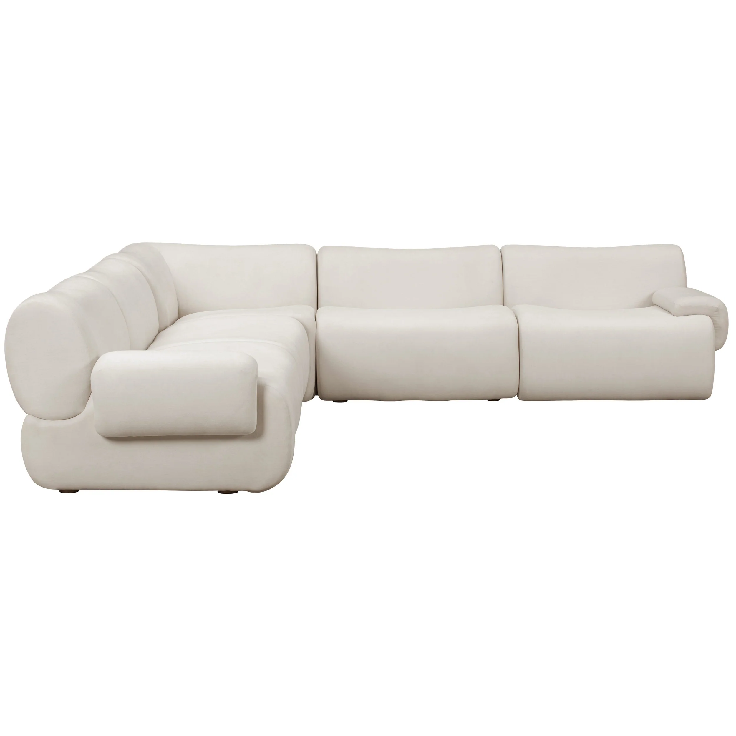 Zenith 5 Piece Modular L-Sectional, Cream - Image 3