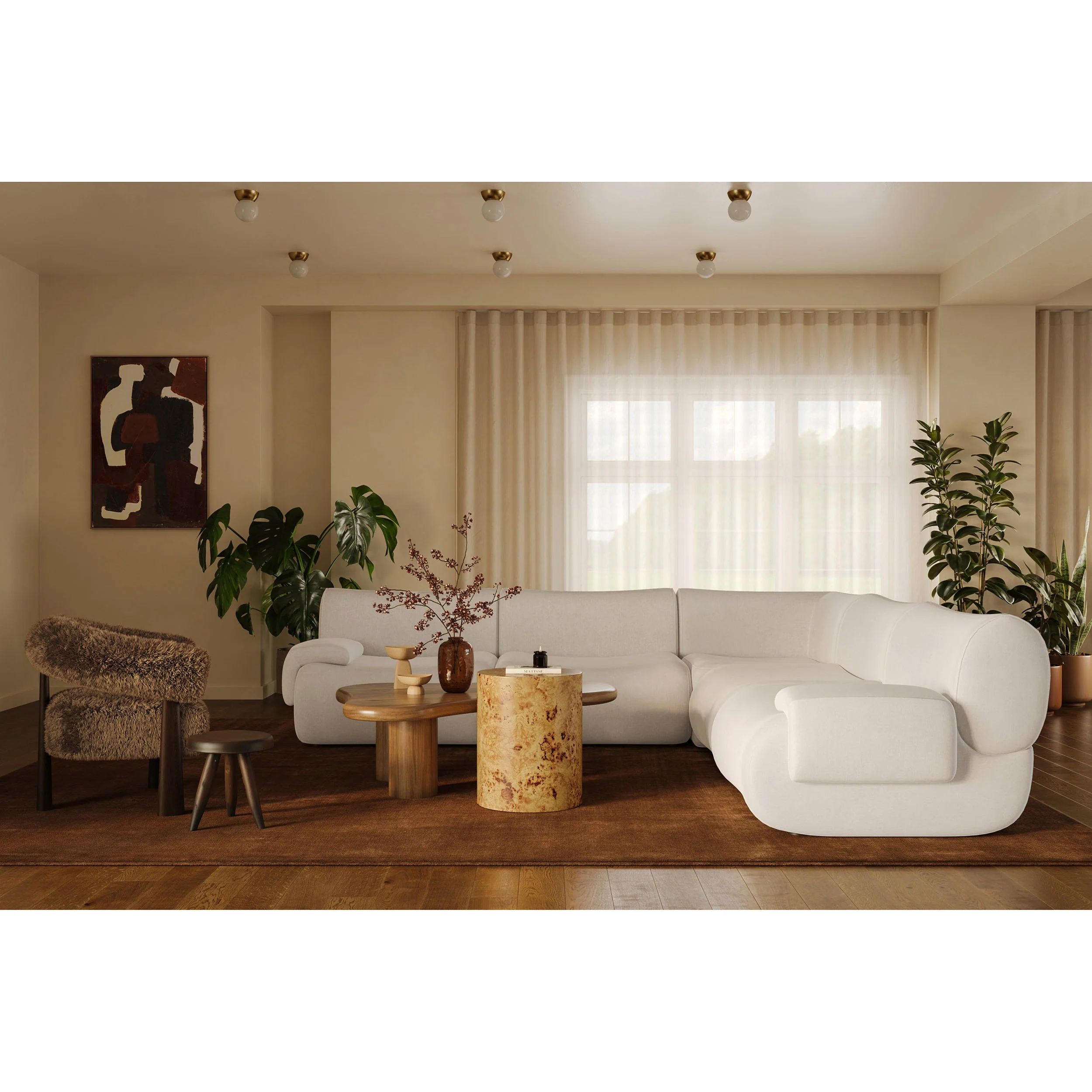 Zenith 5 Piece Modular L-Sectional, Cream - Image 7