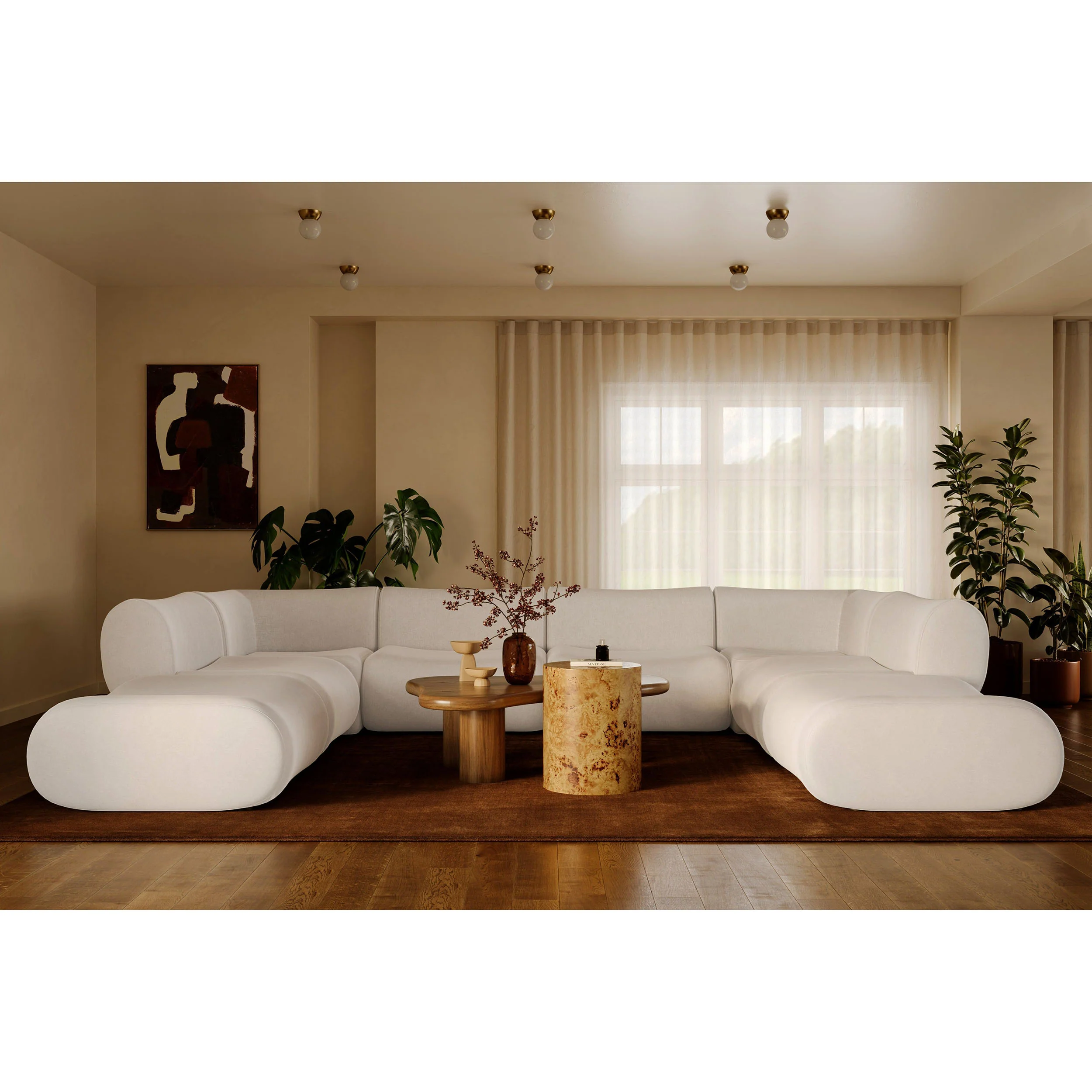 Zenith 8 Piece Modular U-Sectional, Cream - Image 6