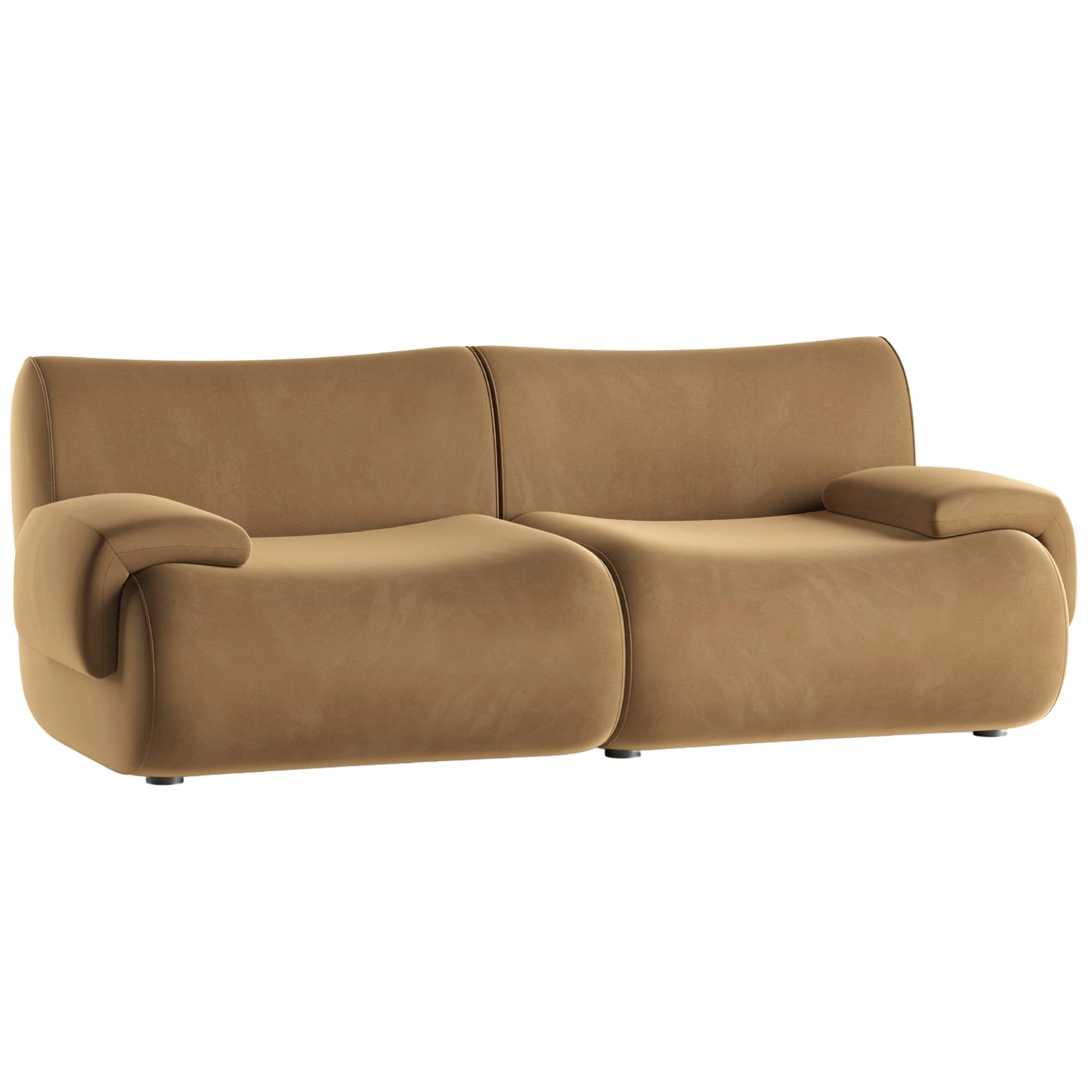 Zenith Velvet Modular Loveseat, Latte Brown - Image 2